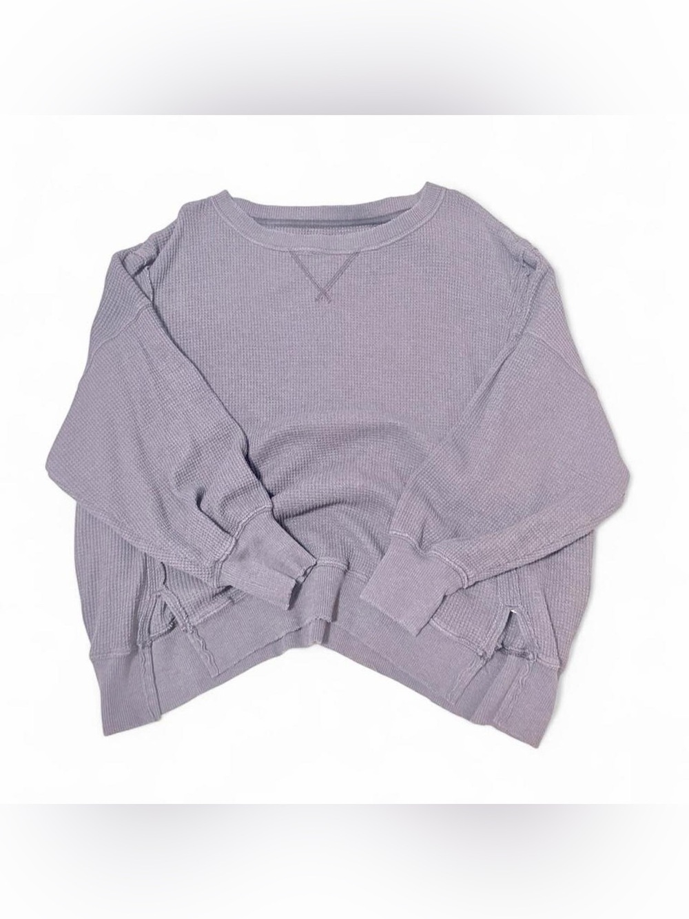 American Eagle Waffle Knit Long Sleeve Crewneck